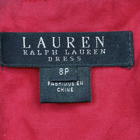 Ralph Lauren Dress Tropical Floral Red Yellow Sleeveless Dress Bow Sz 8P - NWOT - Picture 8 of 10